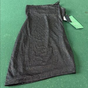 Chic Asymmetrical Black Glitter Skirt